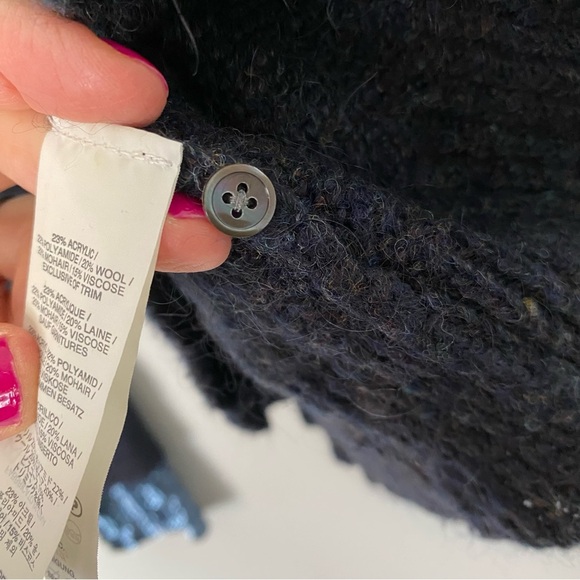 J Crew Sequin Cuff Sweater Womens Size Small Blue Oversized Jcrew B6435 - Picture 11 of 12